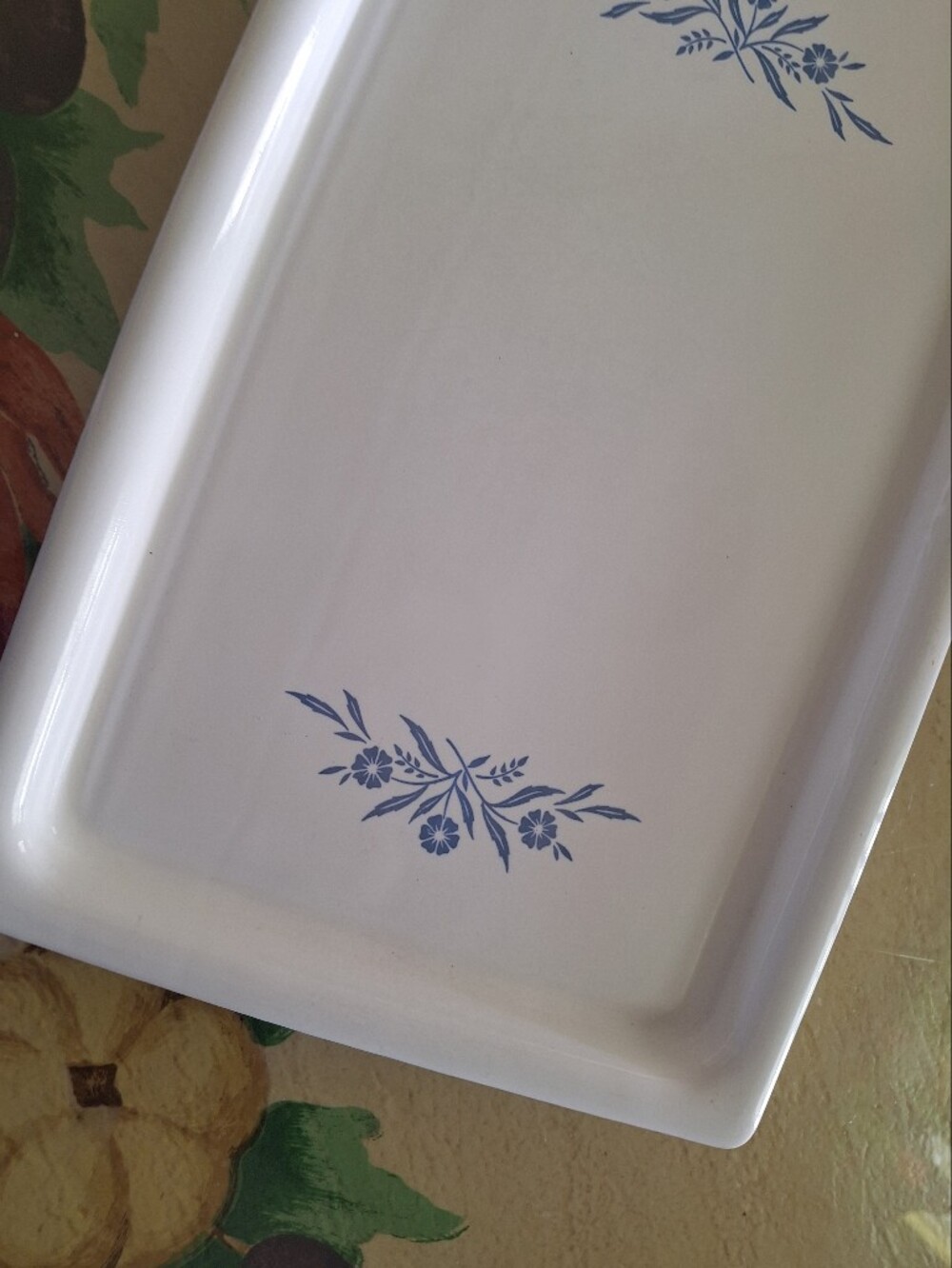 Corningware White Tray with Cornflower Blue Pattern . - Picture 8 of 11